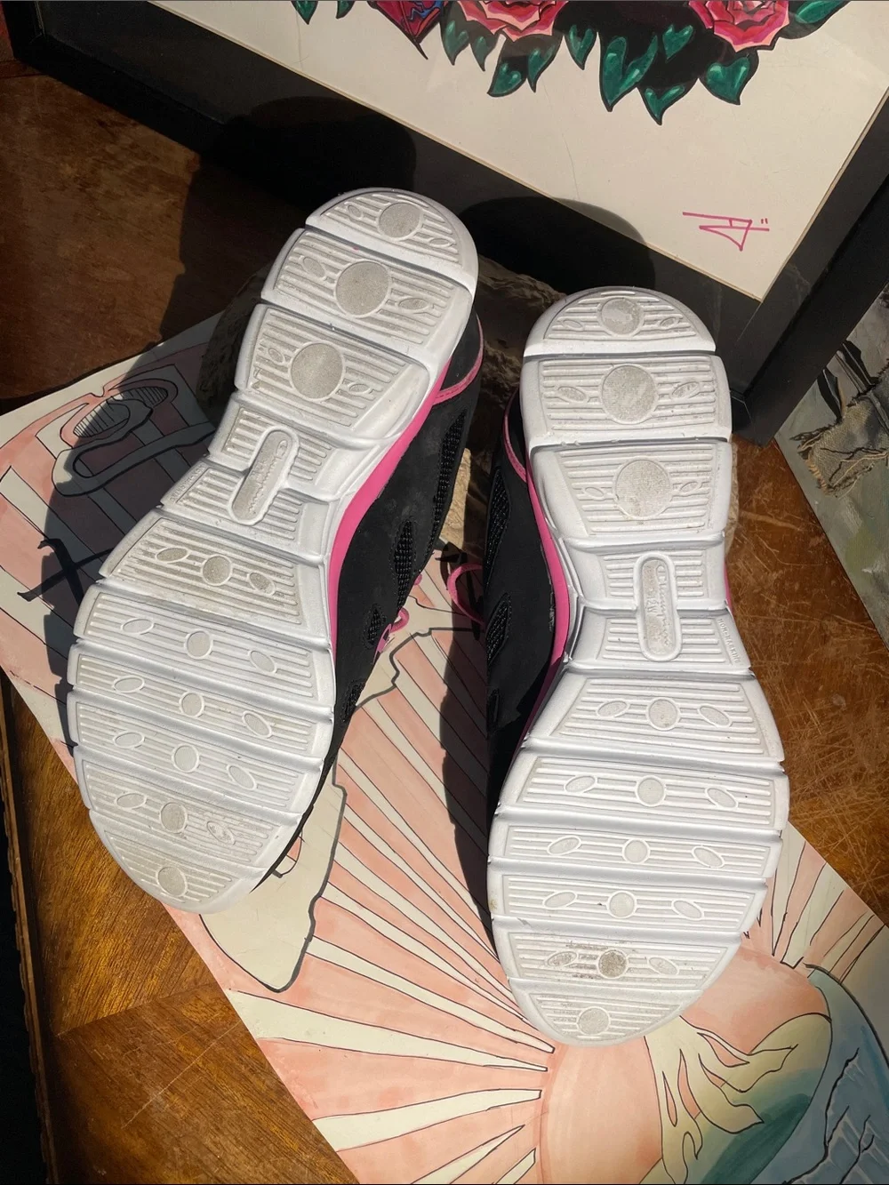 Champion Black and Hot Pink Women's Athletic Sneakers